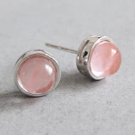 Red Crystal Stone F.I.N.S классические круглые маленькие серьги-гвоздики с кристаллами, голубым песком, лунным камнем, малахитовые серьги, 925 пробы, серебряные женские очаровательные ювелирные изделия - Окраска металла: Red Crystal Stone