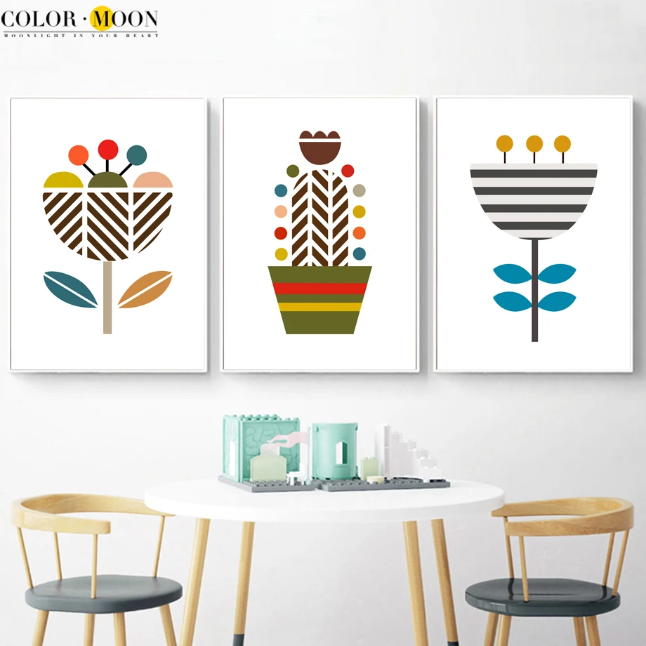 Абстрактная Геометрия Цветок Трава минималистская настенная Картина на холсте