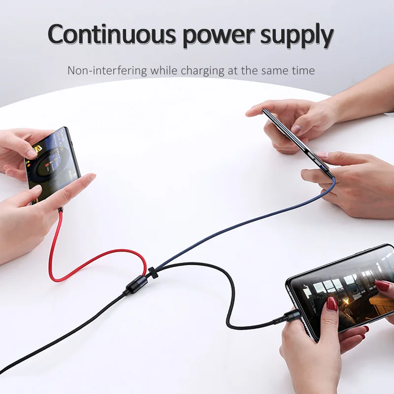USAMS 1,2 м 3 в 1 телефон USB кабель type C Micro USB для iPhone X 8 7 6 iPad 3A Зарядка samsung Micro usb C для iPhone кабель