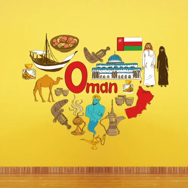 

Oman Illustration Travel The Word Landmark Wall Sticker Wedding Decor Vinyl Waterproof Wall Sticker Wallpaper Wall Decal