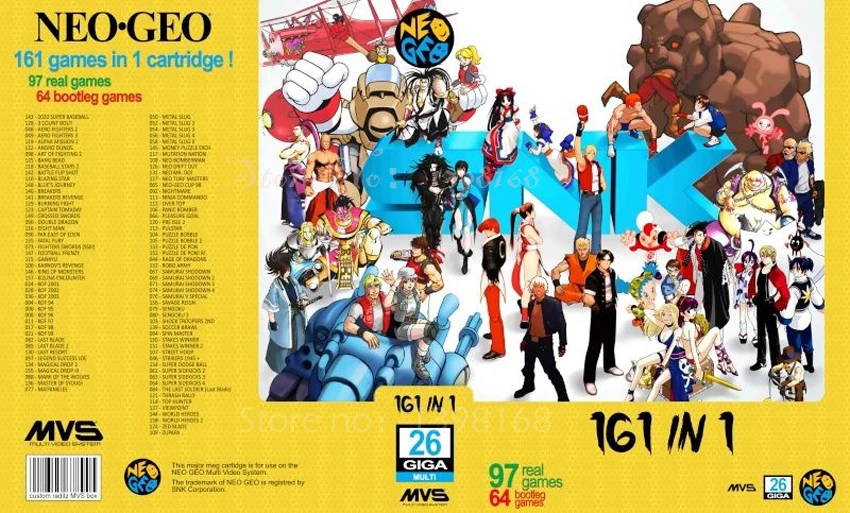 Цена SNK 161 в 1 игры SNK Cart MVS кассета Neo Geo Jamma 161 в 1 Multi Game картридж Multigame PCB Board