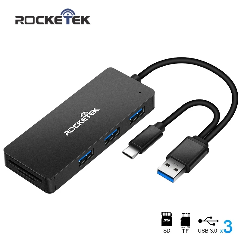 Rocketek алюминиевый сплав 3 0 USB концентратор и кардридер порта Тип c разветвитель Micro