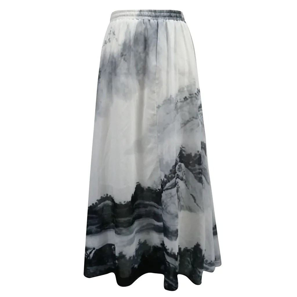 Юбка-макси Женская плиссированная с поясом Повседневная Длинная эластичным