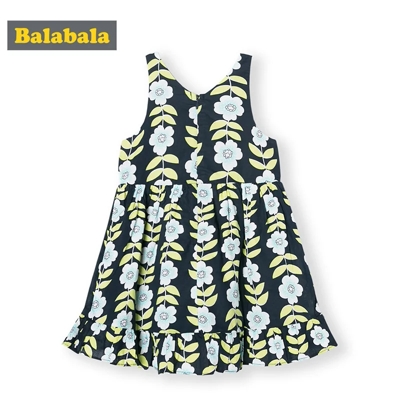 Balabala/детская одежда; платье для девочек; весна г.; новые детские платья без рукавов из хлопка и льна с цветочным рисунком для девочек