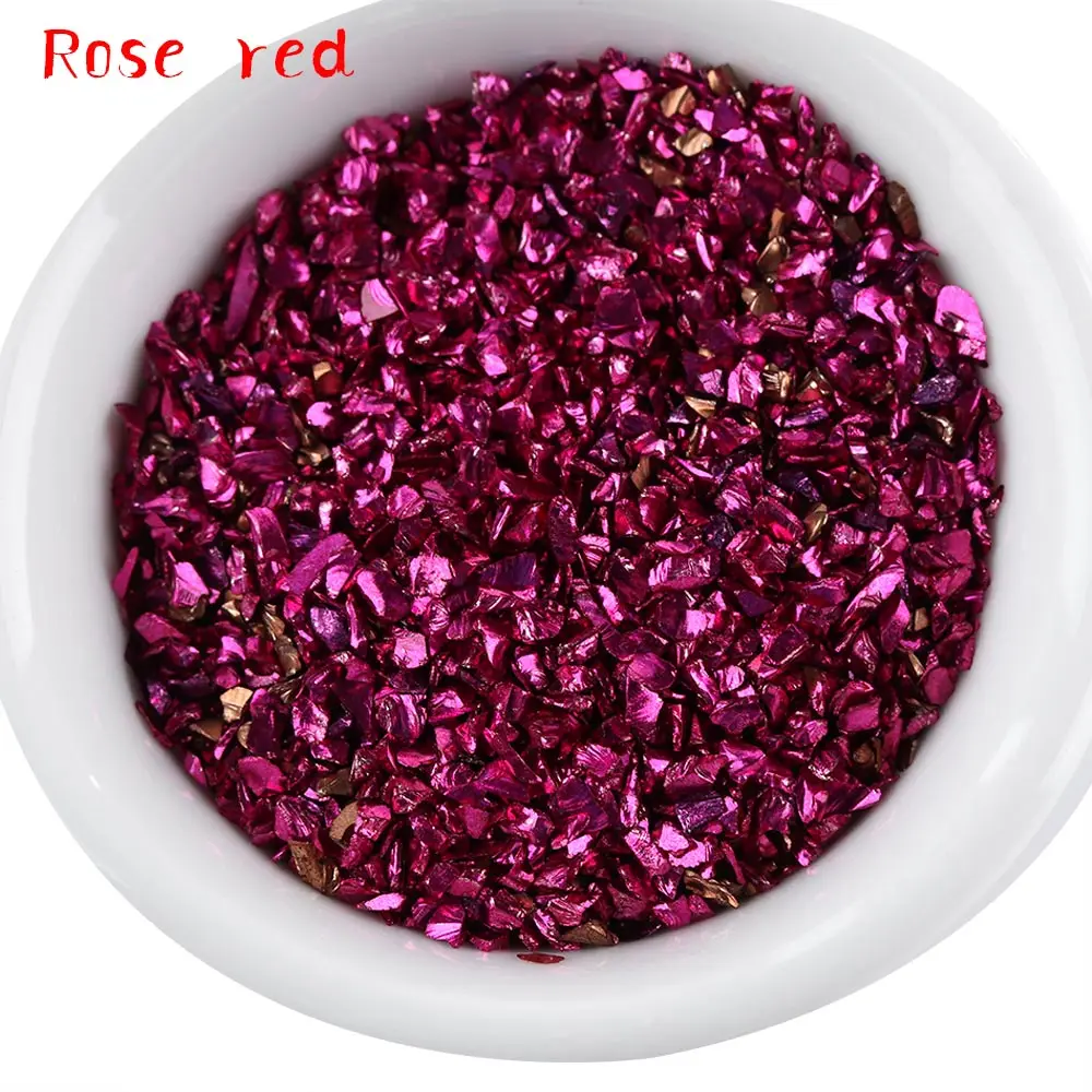 rose red 20 г/пакет неровный металлический цвет сломанный камень 3D лак для ногтей Блестящий порошок камень DIY Украшение ногтей Макияж инструмент маникюрные советы - Цвет: rose red