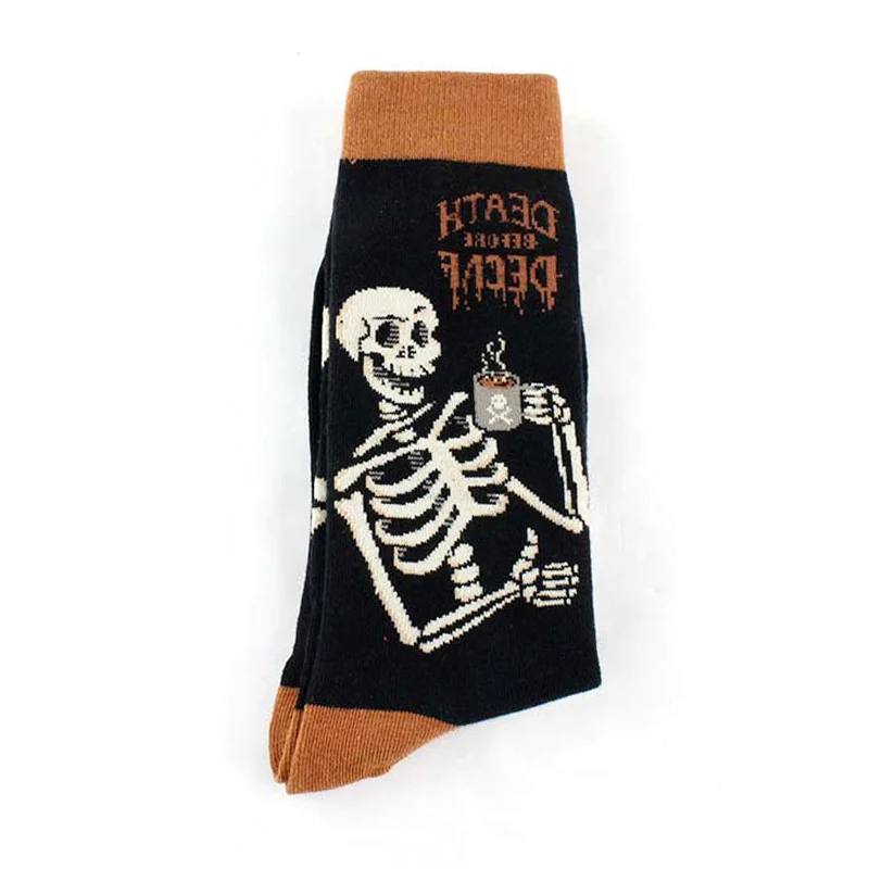 Happy Socks, новинка, мужские носки с рисунками животных, женские винтажные носки с масляной краской, Акула, Мона, Лиза, Короткие забавные хлопковые носки с креативным рисунком - Цвет: Drinking tea