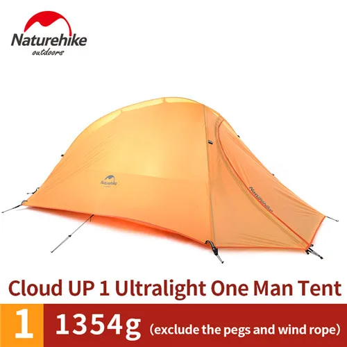 210T Orange NatureHike 1 человек 4 сезон Сверхлегкий Кемпинг Палатка Открытый Туризм Легкий водонепроницаемый одиночный человек пляж Велоспорт путешествия палатка - Цвет: 210T Orange