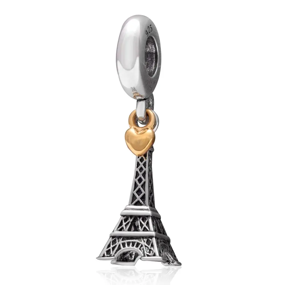 PARIS Eiffel Tower Choruslove, подвеска для путешествий, подлинный, 925 пробы, серебряный, для туристического аттракциона, бусина, подходит для Пандоры, подвески, сувенир, сделай сам, браслет - Цвет: PARIS Eiffel Tower
