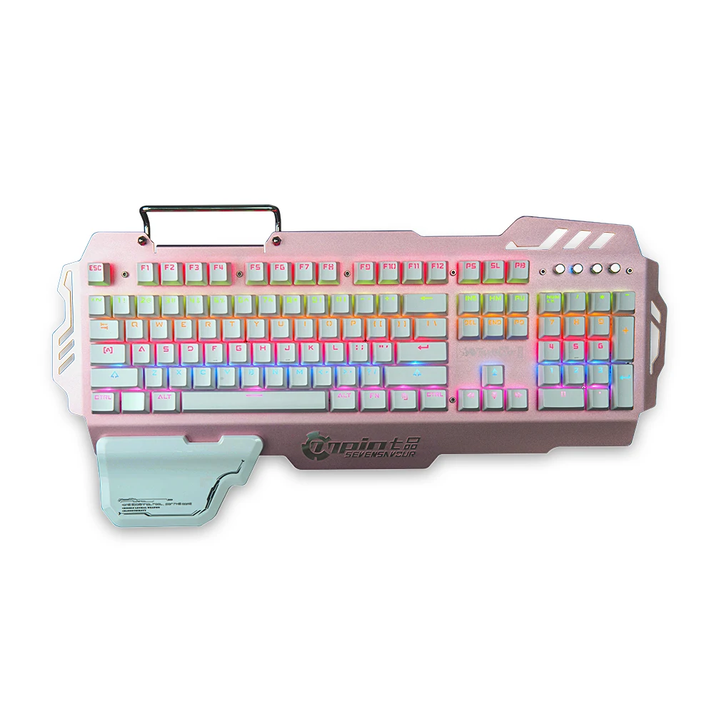 7pin PK900 104 ключей проводной Механическая игровая клавиатура синий переключатель LED