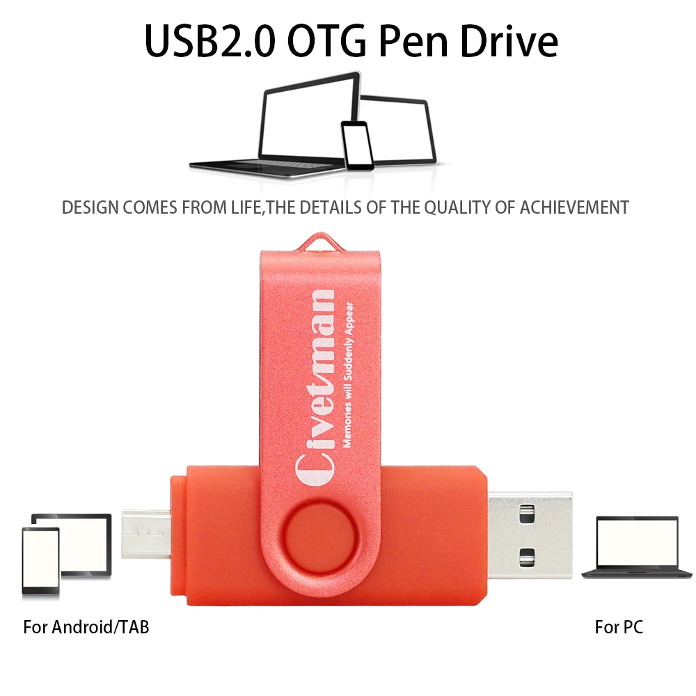 OTG Micro USB флэш накопитель металлический 8 ГБ 16 32 64 128 2 0 флешка для смартфона|USB