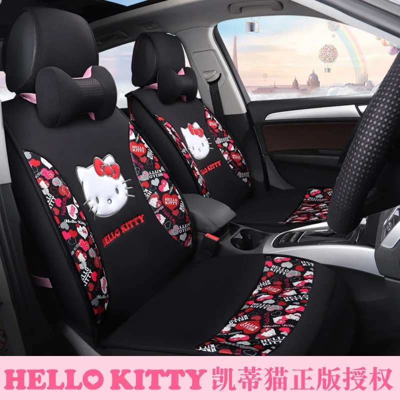 Мода hello kitty Fundas Coche Asiento универсальный чехол для автомобильных сидений Универсальный розовый чехол для автокресла hello kitty на 5 мест