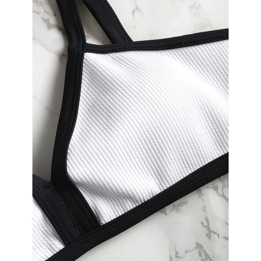 ZAFUL ребристые контрастные окантовки стринги бикини набор Спагетти ремни