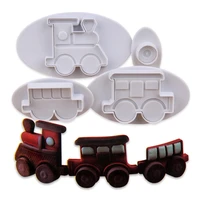 6setslotfree shipping plastic 4pcs trains shapes cookie plunger cutter fondant molds set