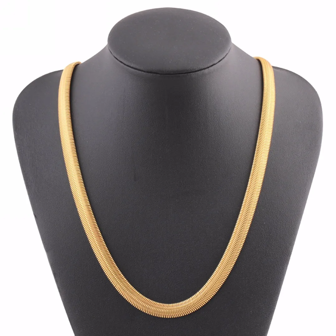 Hip Hop Flat Snake Bone Gold Necklace Punk Chain For Men Party Rapper 60cm Long DIY Jewelry Accessories | Украшения и аксессуары