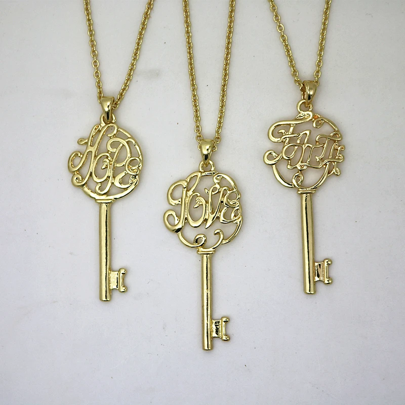 Oneckoha Модный Ювелирные изделия Золотая Вера Любовь Надежда кулон с буквенным