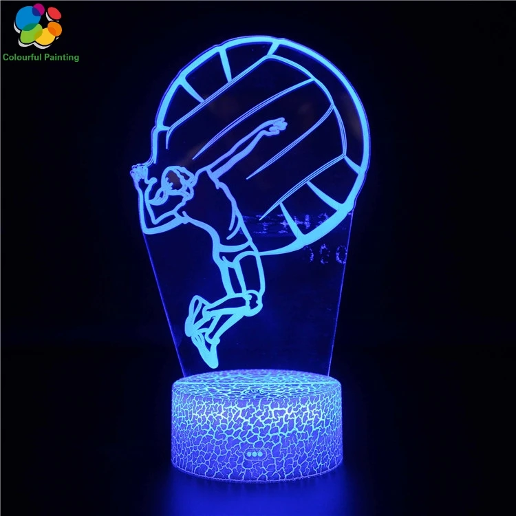 Basketball Football Ice hockey Golf Ballet Sport 3D LED Crack Night Light 7 Colors Changing Lamp 3AA Battery Powered USB Gift 22 | Лампы и