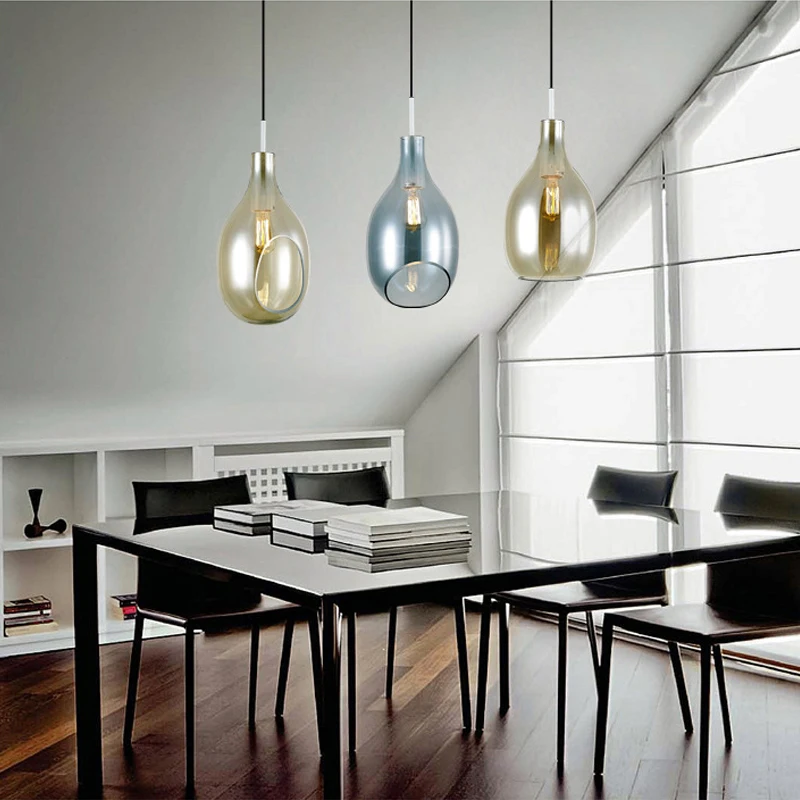 Nordic novelty glass pendant light LED E27 with 3 colors modern hanging lamp for home bedroom living room restaurant lobby hotel | Лампы и