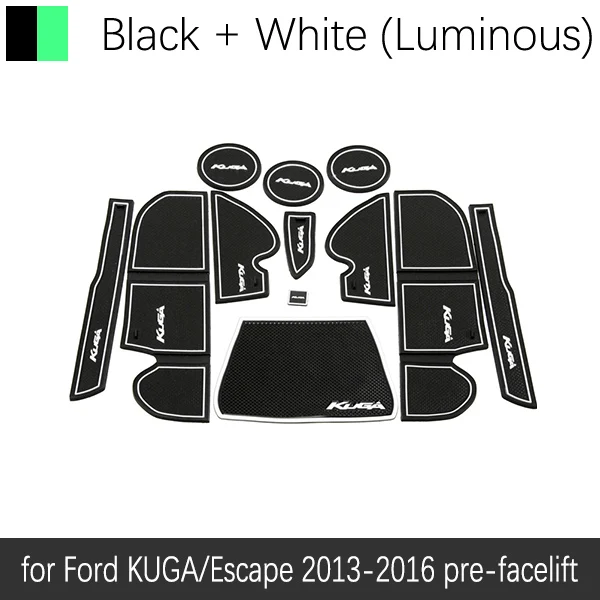 Противоскользящие ворота Слот коврик резиновая подставка для Ford KUGA 2013 Ford Escape MK2 pre-facelift аксессуары наклейки для автомобиля - Название цвета: White Luminous