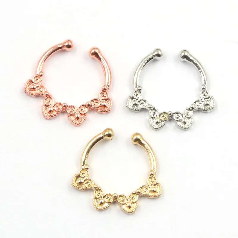 30 шт. Новое поступление серебро и розовое Золотое кольцо в нос ложная перегородка