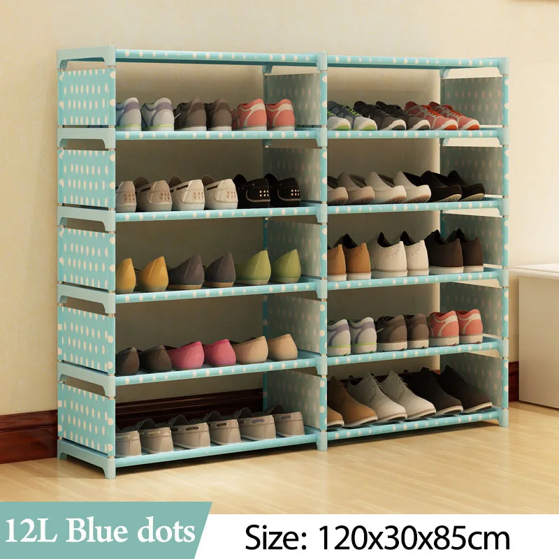 0606L Blue dots 5 слоев 10 сетчатый стеллаж для обуви из нетканого материала в сборе обувной шкаф для дома, гостиной, мебели, органайзер для обуви, шкаф для хранения - Цвет: 0606L Blue dots