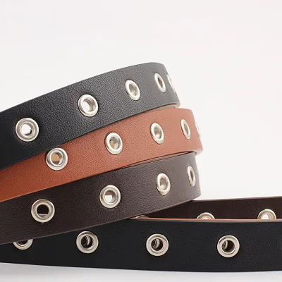 

2022 New fashion needle buckle belt lady love buckle hollowed out decorative air eye belt women's trousers belt
