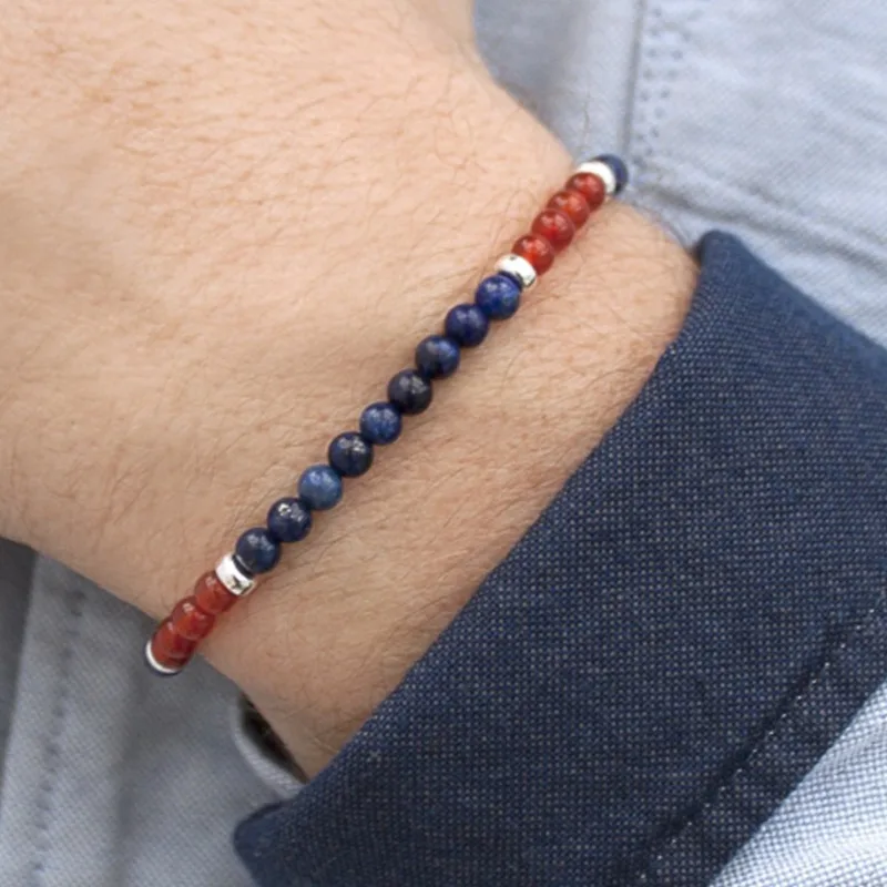 Мужские браслеты из бисера модные натуральные 4 мм каменные бусины украшения