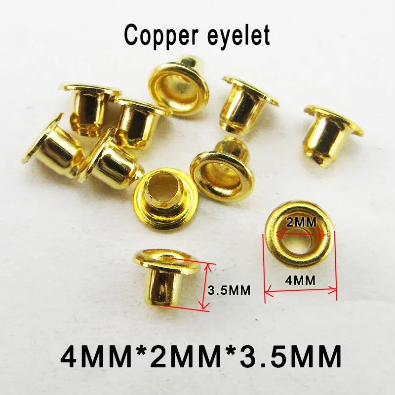 Gold 300 шт 4 мм* 2 мм* 3,5 мм медная Серебряная пуговица с ушком для шитья одежды аксессуары круглые пуговицы кожаные люверсы ME-066 - Цвет: Gold