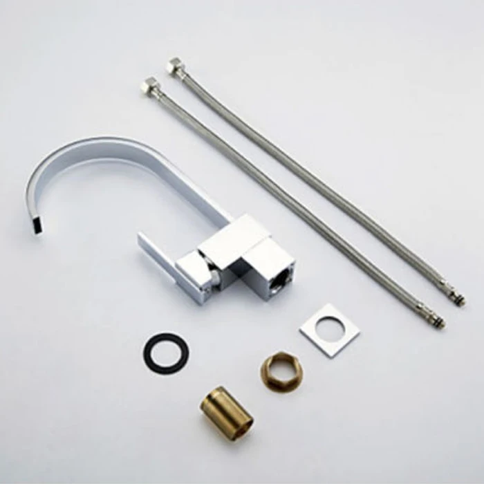 Новый современный хром кухни латунь носик одной ручкой раковина смеситель | Дом и