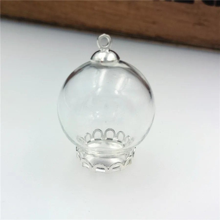 

20sets 20x12mm glass globe with lace base and 8mm cap set glass vial pendant glass cover jewelry accessory