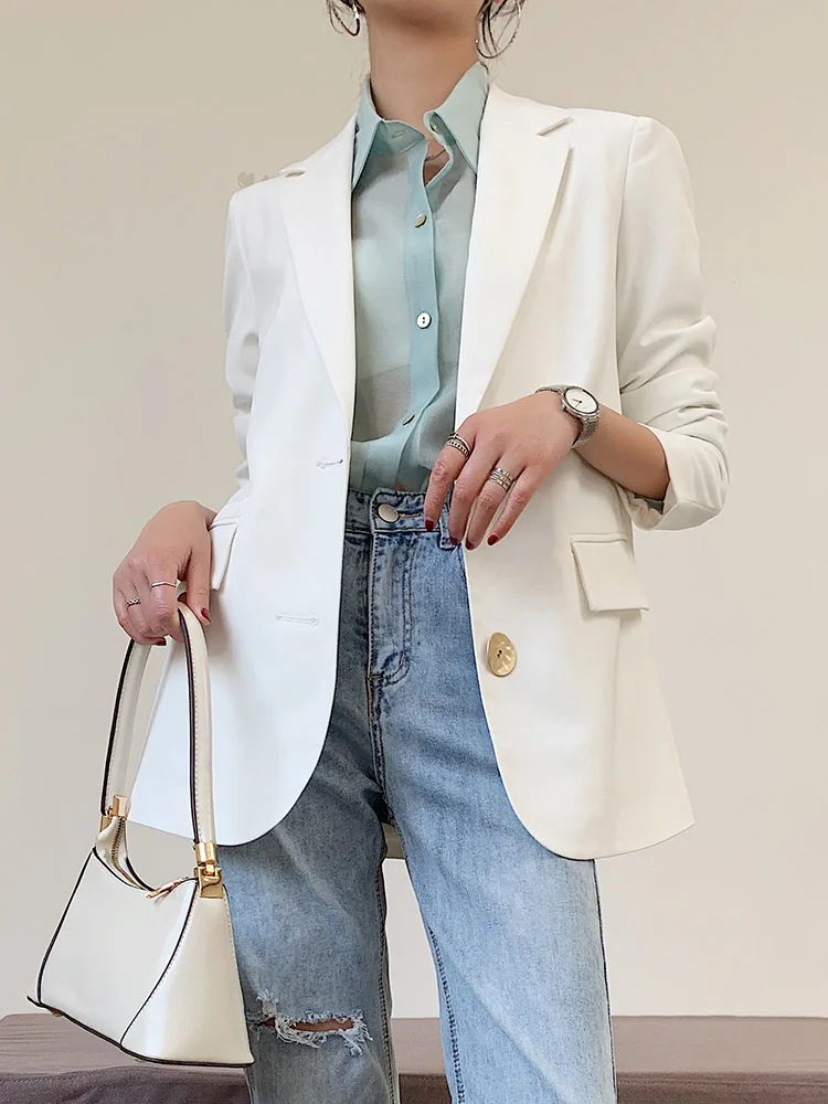 Женский костюм Блейзер куртка женский свободный однобортный с металлическими