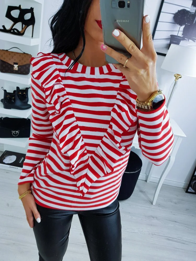 Новое поступление повседневные шифоновые Черные Красные Полосатые женские