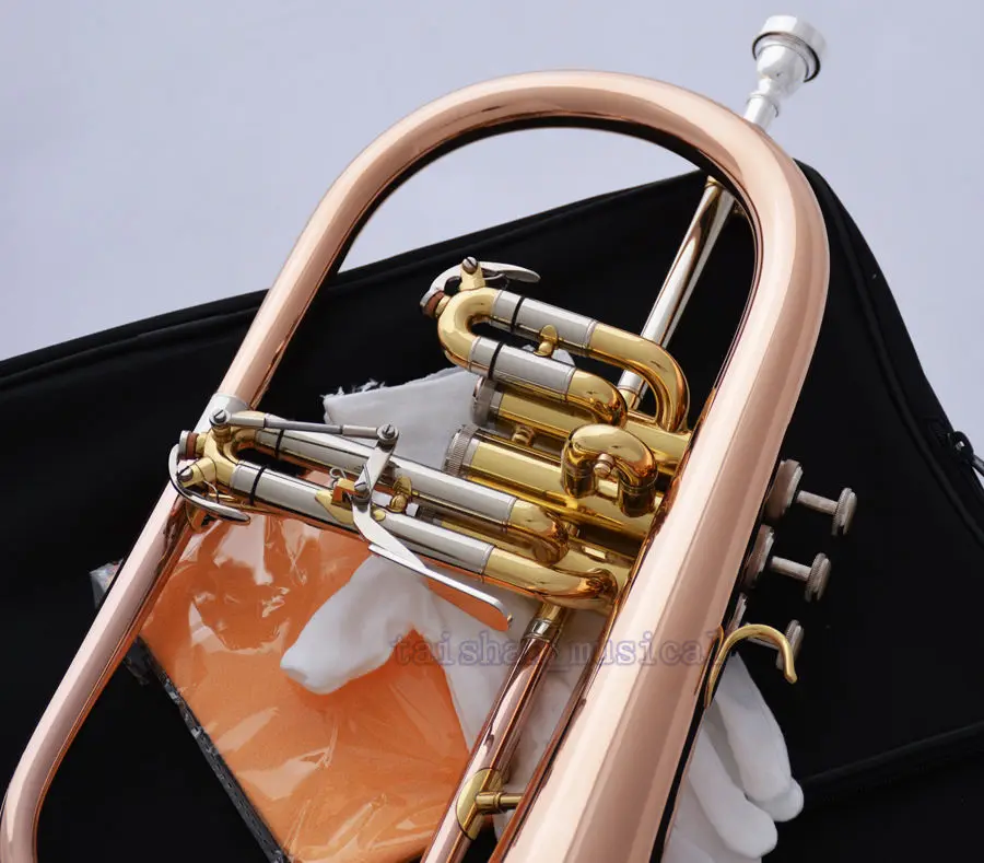 Профессиональный lFactory заказной товарный знак Роза Латунь Bb Flugelhorn Monel клапан Новый Flugel рожок 2 шт