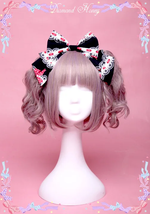 BLACK HEADBAND ONLY Женское платье в стиле Лолиты JSK с большим клубничным бантом, милое летнее кружевное платье без рукавов на бретелях, цельное розовое, Черное и синее - Цвет: BLACK HEADBAND ONLY