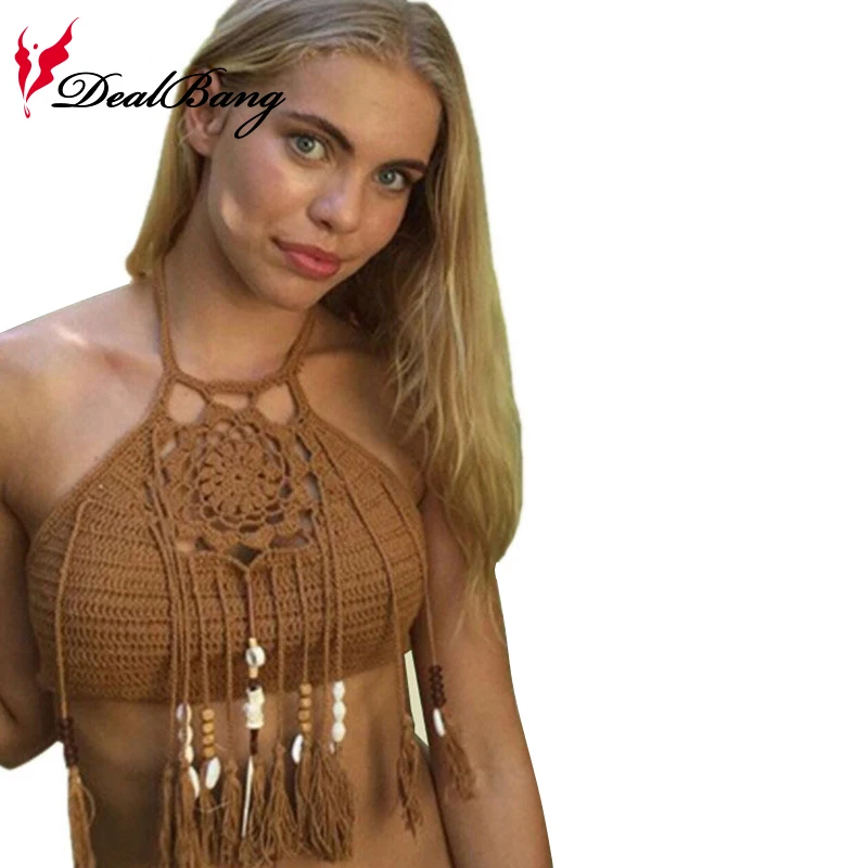 DealBang Женщины Лето Вязание Крючком Кружева Bralette Вязать Бюстгальтер Boho Пляж Бар