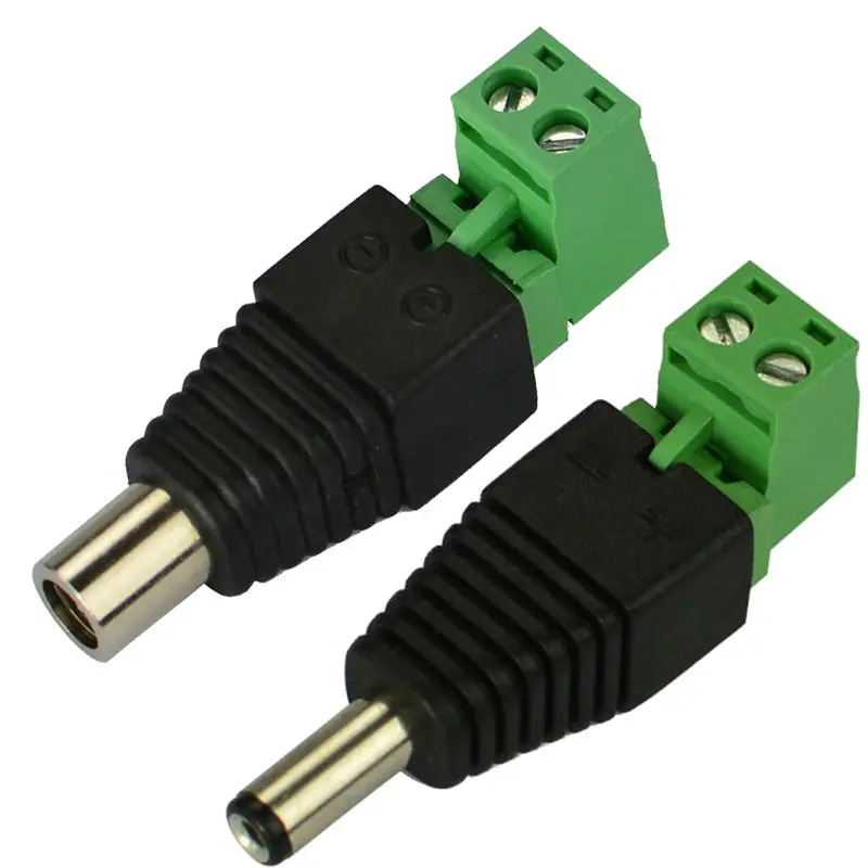 Оптовая продажа зеленый Штекерный разъем питания постоянного тока с винтом 2 1 мм