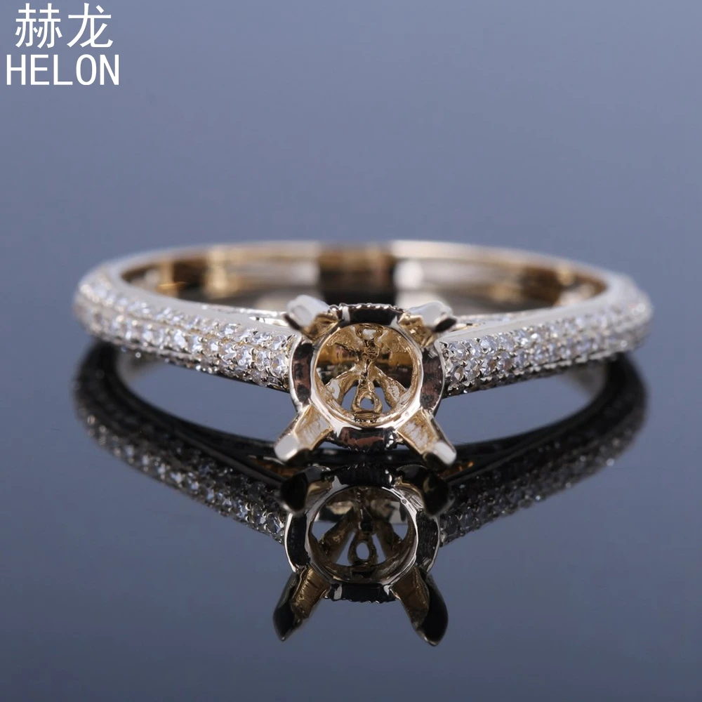 

Solid 10K (417) Yellow Gold Round Cut 6-7mm Semi Mount 0.52ct 100% Genuine Natural Diamonds Engagement Trendy Fine Jewery Ring