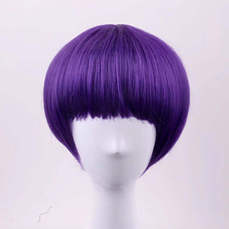 purple HAIRJOY синтетические волосы фиолетовые парики для женщин короткий прямой парик для косплея - Цвет: purple