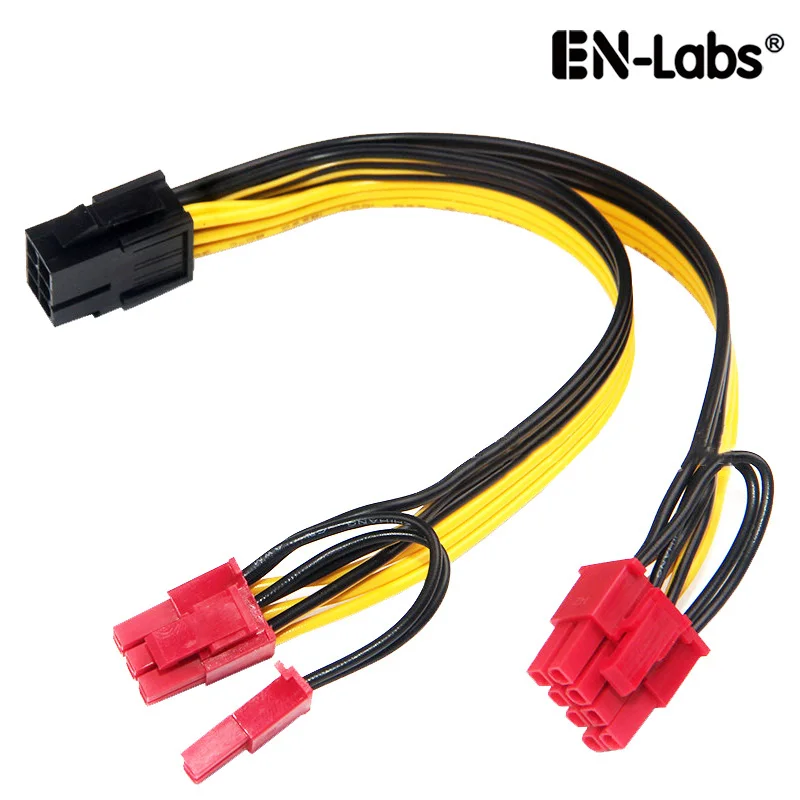 EnLabs 20 см PCIe 6pin к 2x8pin (6 + 2) PCI-E кабель сплиттер питания двойной 8pin эфириум добыча