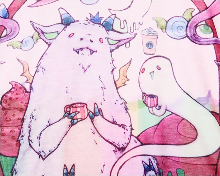 

2019 summer style tshirt girl tops cute cartoon t-shirt women t shirts Harajuku gradient print doodle short tee shirt femme