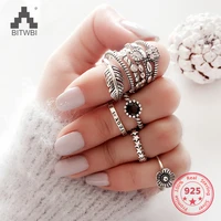 bitwbi s925 sterling silver ring woman models sweet korean version retro birthday gift simple open joints ring silver jewelry