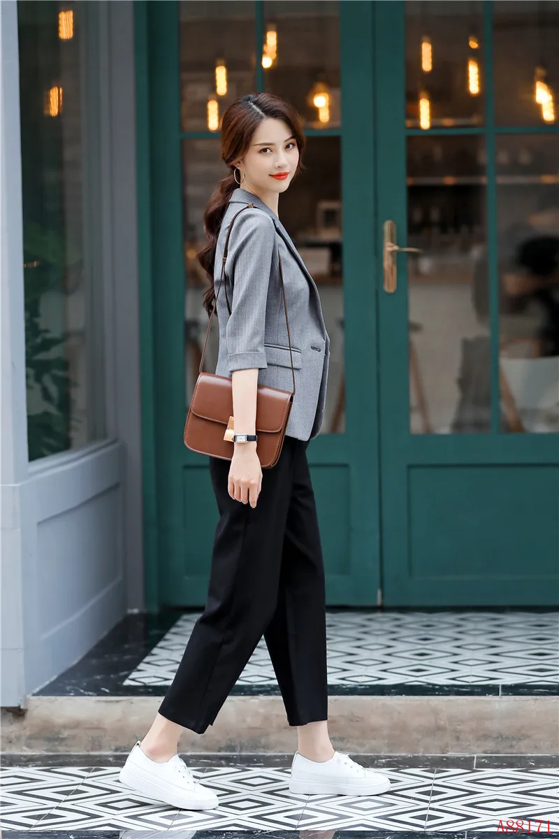 Женский серый Блейзер женские деловые костюмы офисные одежда для работы