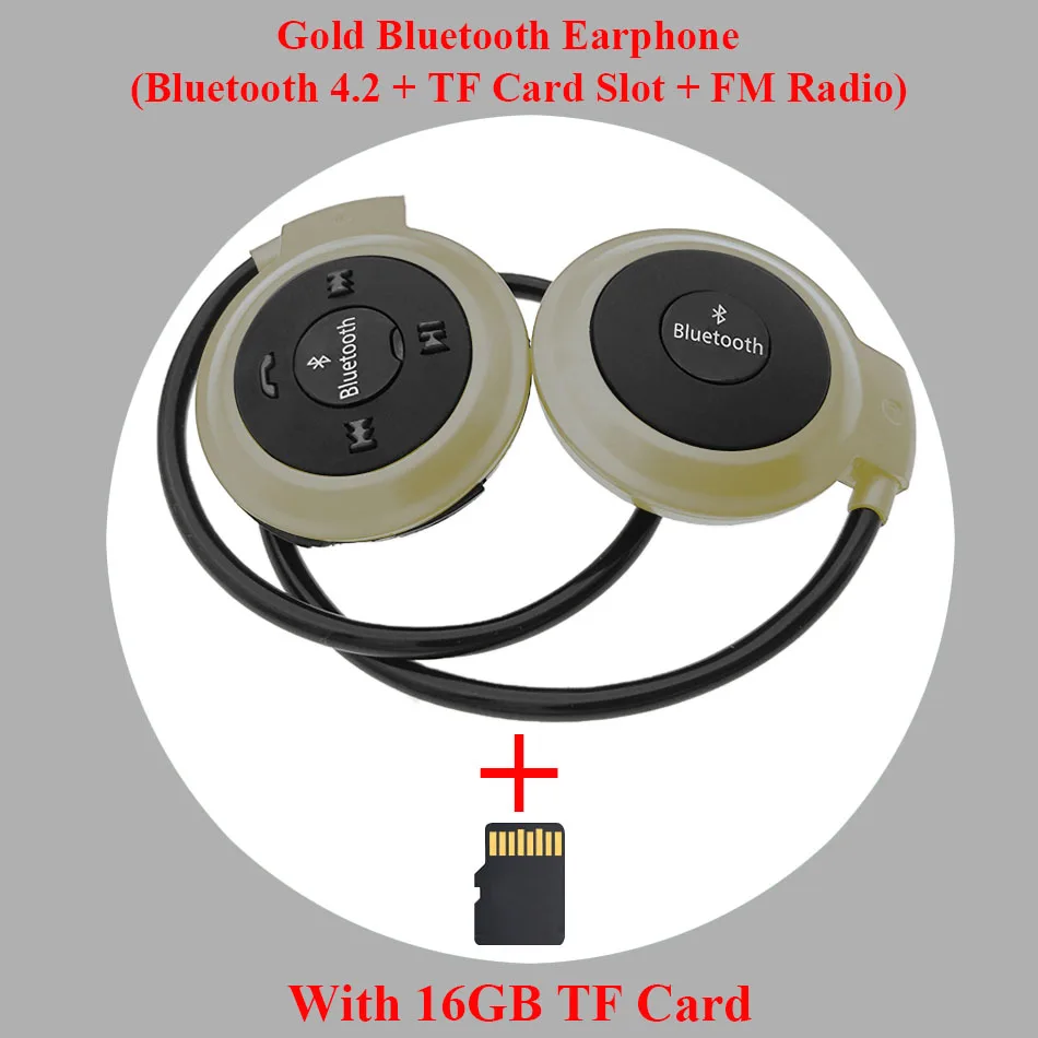 HOMEBARL 3D Mini 503 Mini503 Bluetooth 4,2 FM гарнитура спортивные беспроводные наушники музыкальные стерео наушники+ 8 Гб 16 Гб Micro SD карта - Цвет: Gold Add 16GB Card