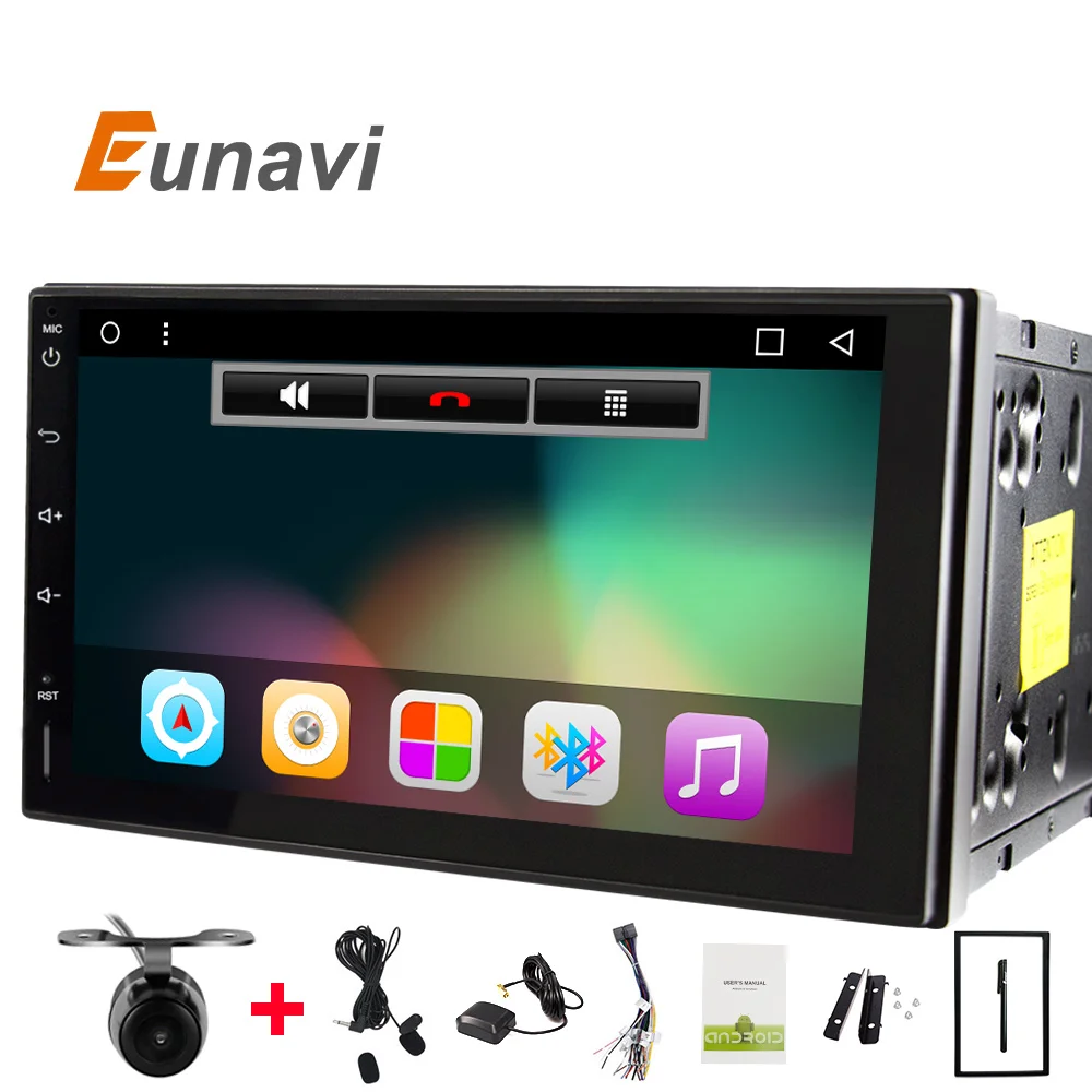 Eunavi Quad Core 7 дюймов 2 DIN Android 6.0 Автомобильный Радио Авторадио плеер 2Din GPS + WiFi Bluetooth