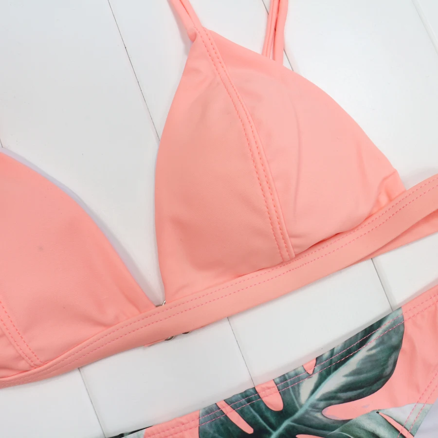 ZMTREE Брендовое бикини 2017 комплект женский купальник с принтом листьев купальный