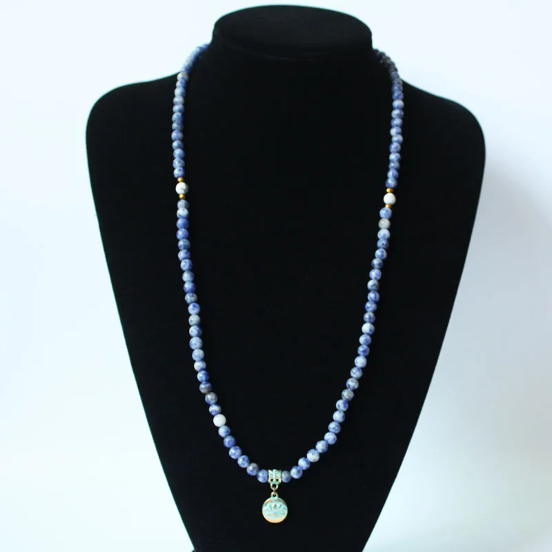 Модные ювелирные изделия для йоги из натурального кальдалита 108 Mala Beads с лотосом