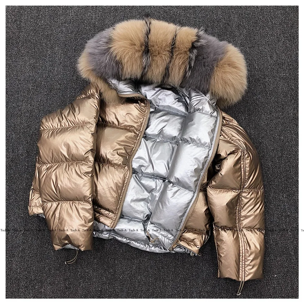 Женское зимнее пальто, куртка-пуховик на белом утином пуху, короткая, chaqueta mujer, с капюшоном, с натуральным лисьим мехом, doudoune femme hiver, розовая парка размера плюс