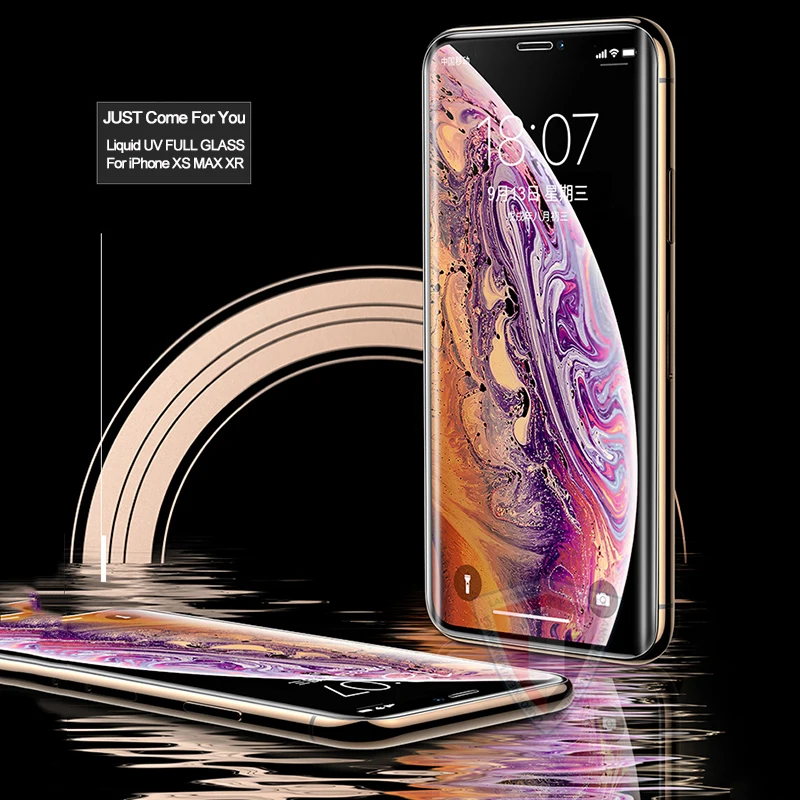 Нано жидкое УФ стекло закаленное для iPhone XS MAX XR X Защитная пленка экрана 11 Pro Max 6 6S 7 8