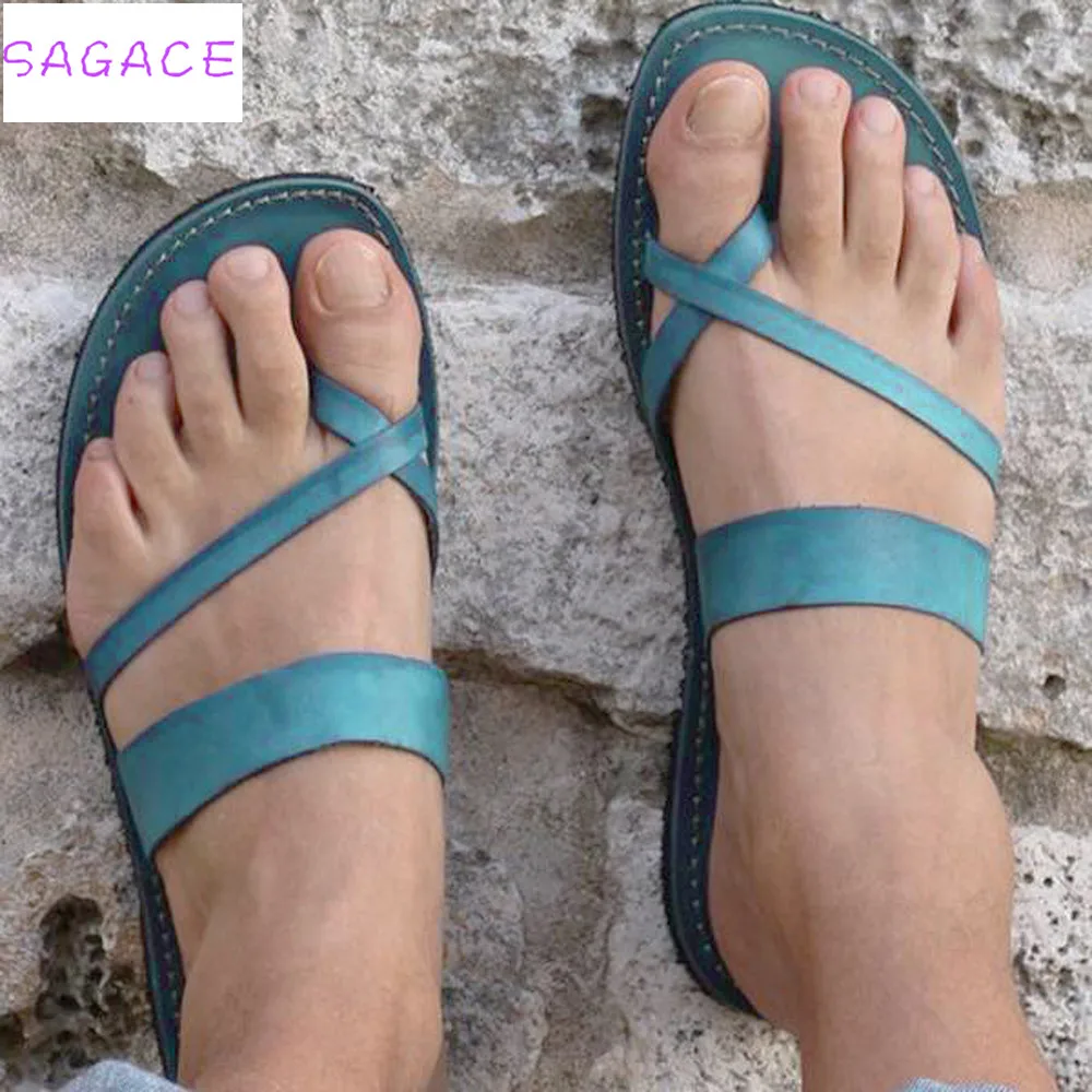 SAGACE/; большие размеры 35-43; Модные женские сандалии-гладиаторы в римском стиле; удобная летняя обувь; Женские однотонные сандалии на плоской подошве; женская обувь