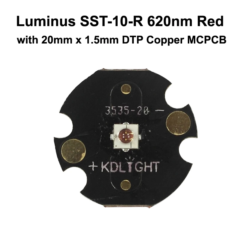 Luminus SST 10 R 90 градусный 620нм красный светодиодный излучатель с 16 мм/20 мм DTP медь MCPCB 1