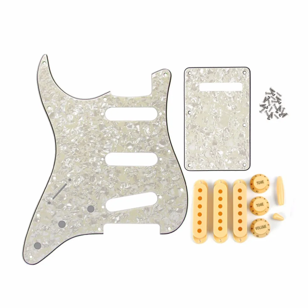 Набор состаренных перламутровых левшей SSS электрогитара Strat Pickguard задняя